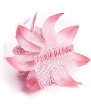 Feather Comb Fascinator for Women Wedding Ascot Races Christening Hair Piece (Pink) - Buy Online on GoSupps.com