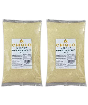Chiquo Blanched Ground Almonds 1kg - Pack of 2 - Premium Velvety Almond Flour for Keto Baking & Cooking | Snacks | Soups 1kg (Pack of 2)