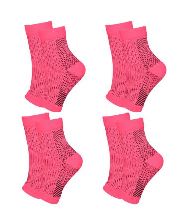4 Pairs Plantar Fasciitis Socks Neuropathy Socks Ankle Compression Socks for Women Men Medical Ankle Support Brace Wide Calf Compression Socks for Flying Running S (2-4.5) 4 Pairs Pink - Buy Online on GoSupps.com