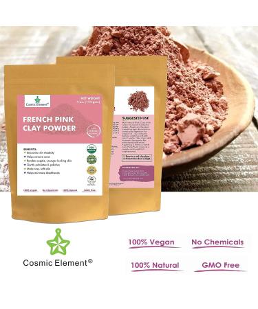 French Pink Clay Powder - Vegan Food Grade Healing Clay for Face Mask - Detox Skin Care - 4 oz - Buy Online on GoSupps.com
