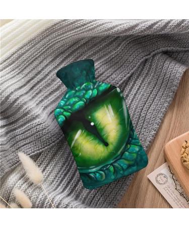 Green Dragon Eyes Hot Water Bottle with Plush Cover | Hand Warmer for Adults & Children - 26.5x15.3cm | International Shipping Available - Buy Online on GoSupps.com