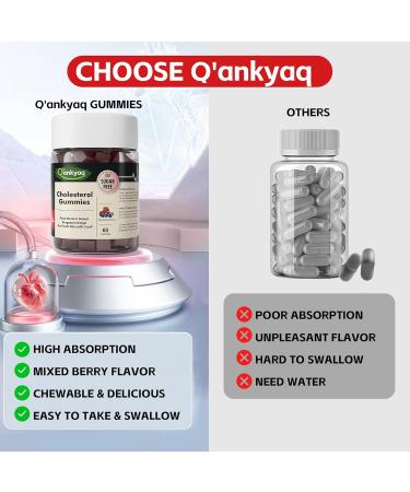 Q'ankyaq Cholesterol Lowering Gummies Plant Sterols & Stanols Supplement Red Yeast Rice with CoQ10 Liquid Drops 1200mg Red Rice Yeast Extract for Cholesterol Health - Buy Online on GoSupps.com