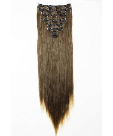 CAISHA by PRETTYSHOP XXL 24 8 Pieces Set Clip In Hair Extensions Ombr Brown Blonde #8T25 - Buy Online on GoSupps.com