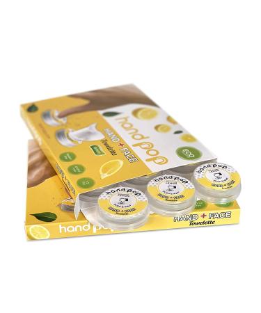 Hand Pop Lemon Scent Hand Wipes - 24 Single Use Towelettes, Alcohol Free, Travel Size - Buy Online on GoSupps.com