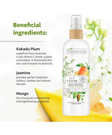 Bielenda Eco Nature - Moisturising and Soothing Guarantees Optimal Hydration of Your Skin - Eco Nature - Cockatoo Plum + Jasmine + Mango - Tonic Moisturizing and Soothing - 200 ml - Buy Online on GoSupps.com