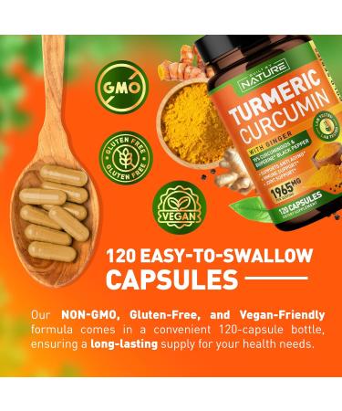 Turmeric Curcumin with BioPerine, Ginger & Antioxidant Support - 1965mg, 95% Standardized Curcuminoids - Advanced Absorption - 120 Capsules - Buy Online on GoSupps.com