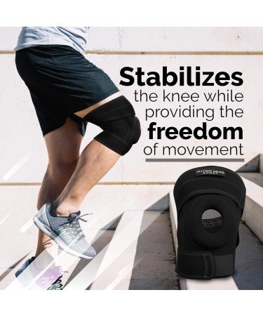 Physix Gear Knee Brace for Men & Women - Adjustable Patella Compression Support for Arthritis ACL MCL & Meniscus Tear - Plus Size with Side Stabilizers - Black/Grey - Buy Online on GoSupps.com