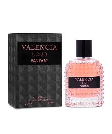 Valencia UOMO Fantasy Sensual Woody Fragrance for Men | Long Lasting Cologne Aromatic Scent Eau de Parfum Natural Spray - Great Holiday Gift 3.4 Fl Oz/100 Ml