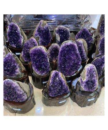 Natural Amethyst Geode Quartz Cluster Crystal Specimen Semi-Precious Stone Jade Exorcise Evil Spirits Money Drawing Jaspery Natural (Color : About 1800-1900)