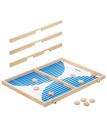 Franklin Sports Sling Puck Wooden Hockey Game - XL Sling Puck Tabletop Hockey Game - Fast Puck Slinging Game for All Ages - Wood Speed Sling Puck Set