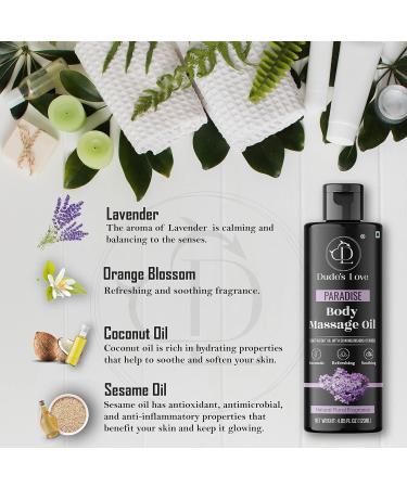 Organic - Lavender Floral Edible Body Massage Oil - Relaxing Calming & No Stain | Non-Sticky Aromatherapy Oil with Orange Blossom & Lavender Essential Oil Paradise - Floral 120 ml (Pack of 1) - Buy Online on GoSupps.com