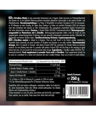 My Supps L-Citrulline Malate Powder 250g | Vegan & Highly Dosed | 4000mg + Vitamin B6 | Premium Amino Acid Supplement Made in Germany - Buy Online on GoSupps.com