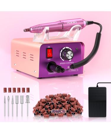 Hoinvo Professional Nail Drill Machine, 25000rpm Electric Nail File with Foot Pedal for Acrylic Gel Nails, Efile Nail Drill with Two-Way Rotation for Manicure Pedicure Home Salon Use