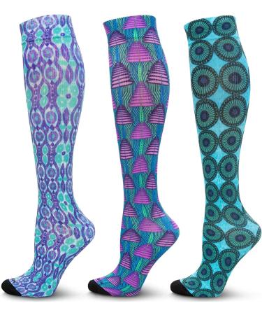 Compression stockings for women and men 20 30 mmHg ideal for nurses travel pregnancy 3 pairs of print mix 1 X-Large