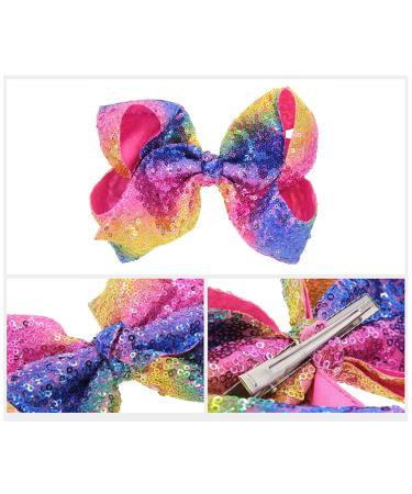 Xansema 8 Sequins Hair Bow Clip - Purple | Large Hair Barrettes for Women, Teens, and Kids - Buy Online on GoSupps.com