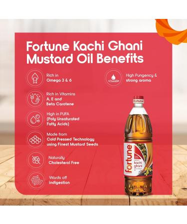 Fortune Premium Kachi Ghani Mustard Oil - Pure 1 Litre PET Bottle | International Shipping Available - Buy Online on GoSupps.com