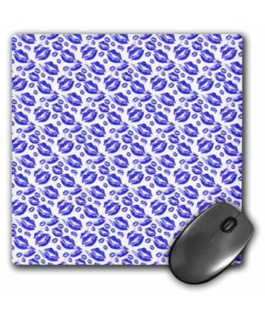 3dRose Two Kisses Collided Lip Bold Blue Lips Pattern - Mouse Pads (mp_357238_1)