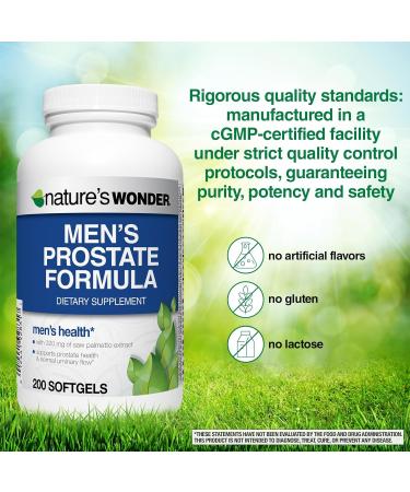 Nature's Wonder Men's Prostate Formula with Saw Palmetto Beta-Sitosterol & Lycopene - 200 Softgels - Buy Online on GoSupps.com