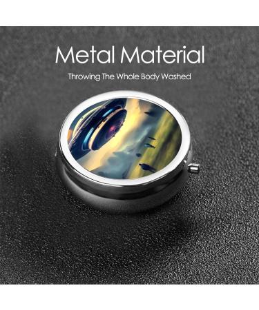 UFO Landing Round Pill Box - 3 Compartments Portable Organizer for Travel & Purse - Buy Online on GoSupps.com