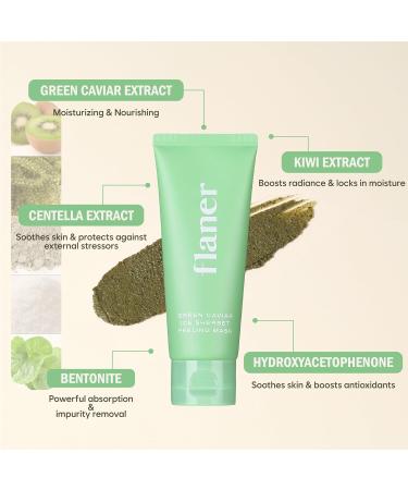 FLANER Green Caviar Peeling Mask Natural Face Exfoliator with 100 000ppm of Green Tea Dead Skin & Blackhead Remover 99% Micro Marine Spicules Centella Asiatica Gentle Exfoliating Scrub 100g - Buy Online on GoSupps.com