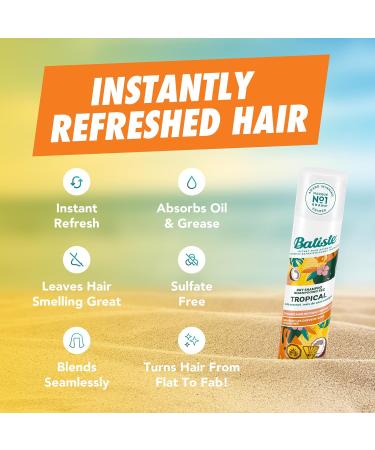 Batiste Dry Shampoo Tropical Fragrance Value Pack Refresh Hair and Absorb Oil Between Washes Waterless Shampoo for Added Hair Texture and Body Large Format 350 mL Tropical 350 g (Pack of 1) - Buy Online on GoSupps.com