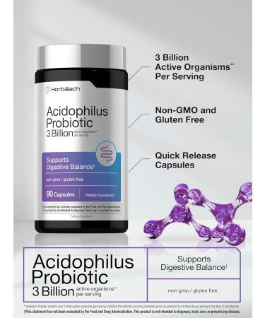 Horb ach Probiotic for Women & Men's Digestive Health | 3 Billion CFU | 90 Capsules | Non-GMO & Gluten Free - Buy Online on GoSupps.com