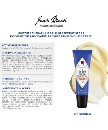 Jack Black Moisture Therapy Lip Balm SPF 25 Grapefruit - Buy Online on GoSupps.com