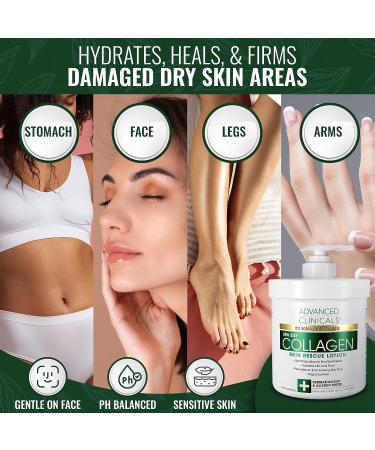 Advanced Clinicals Collagen Set: Body Cream & Facial Serum for Hydration, Firming, and Plumping - 2-Piece Set - Buy Online on GoSupps.com