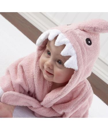 Baby Aspen Pink Baby Shark Hooded Towel - Terry Cotton Spa Robe for Newborns | Let The Fin Begin Baby Beach Towel - Buy Online on GoSupps.com