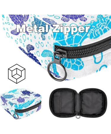 Stylish Turtle Silhouette Menstruation Pad Bag with Zipper - Women's Napkin & Tampon Collection Bag - Ocean Pattern for Girls - Buy Online on GoSupps.com