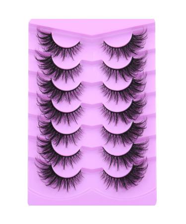 False Eyelashes Fairy Cat Eye Lashes Mink Fluffy Fox Eye Lashes Wispy Dramatic Eyelashes 20mm Fake Lashes 7 Pairs Pack by ALICE F001