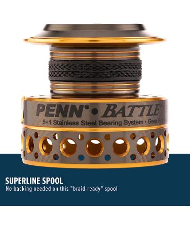 PENN Battle Spinning Reel Kit Size 5000 - Right/Left Handle Position - HT-100 Front Drag System - Includes Reel Cover and Spare Spool - 6000 - Buy Online on GoSupps.com