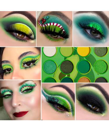 Afflano Grinch Christmas Green Eyeshadow Palette for Hazel Eyes | Long-Lasting Matte & Shimmer Shades | Small Yellow Forest Dark Emerald Green Eye Shadow | Makeup Gift Set - Buy Online on GoSupps.com