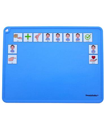 Silicone Placemat with Communication Board | Help for Nonverbal Communicators | AAC Pictures For Babies  Toddlers  and Young Children | Kids Placemat is BPA Free | Easy to Clean  Nonslip  Raised Edges