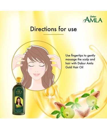 Dabur Amla Gold Hair Oil 300ml - Natural Amla Oil for Healthy Hair Growth | Nourishing Scalp & Hair Moisturizer with Almond & Henna - Authentic Indian Gooseberry Oil - Buy Online on GoSupps.com