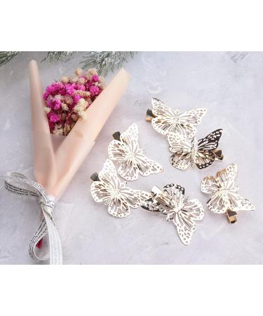 Ruwado Butterfly Hair Clips Set - Vintage Retro Small Claw Hairpins in Gold (3 Pairs) - Hair Styling Barrettes for Kids, Girls, Teens, Women - Buy Online on GoSupps.com