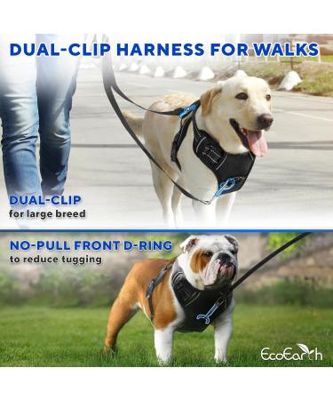 Dog Harness (Medium Black) for Running Hiking & Training Soft-Padded & Adjustable No-Pull Design Pet Harness W/ 2 Leash Clips & Reflective Strips for Safety by EcoEarth M (Pack of 1) - Buy Online on GoSupps.com
