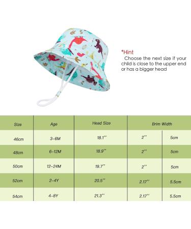 LANGZHEN Baby Girls Beach Sun Protection Hat w/ Chin Strap | Colorful Dinosaurs | 2-4 Years - Buy Online on GoSupps.com