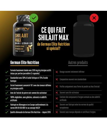  GEN GERMAN ELITE NUTRITION Mumijo Shilajit Max 180 high-dose capsules with 2000 mg per daily dose 10:1 original extract with 50% fulvic acid + 12% h - Buy Online on GoSupps.com
