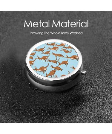 Funny Kangaroo Zoo Round Pill Box - 3 Compartment Portable Travel Medicine Organizer | Mini Decorative Pocket Purse for Tablets & Vitamins - Buy Online on GoSupps.com