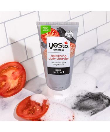 Yes To Tomatoes Clear Skin Detoxifying Daily Cleanser - 5 Fl Oz - Salicylic Acid & Charcoal - Acne Prone Skin - 97% Natural Ingredients - Buy Online on GoSupps.com