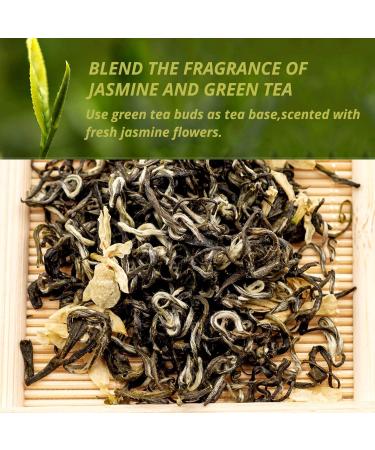 Oriarm Bi Tan Piao Xue Jasmine Tea Loose Leaf 165g Tin Can - Chinese Mao Feng Green Tea with Jasmine Flowers - Yuqian 1st Grade - Buy Online on GoSupps.com