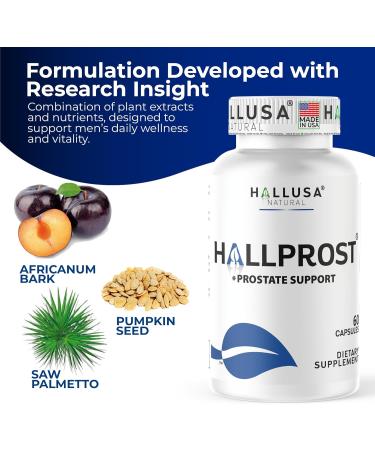 Hallusa Natural Hallprost - Prostate Health Supplement | Urinary Tract & Bladder Support Reduce Frequent Urination | Saw Palmetto Pygeum Pumpkin Seed Zinc Vitamin E | 180 Capsules - Buy Online on GoSupps.com