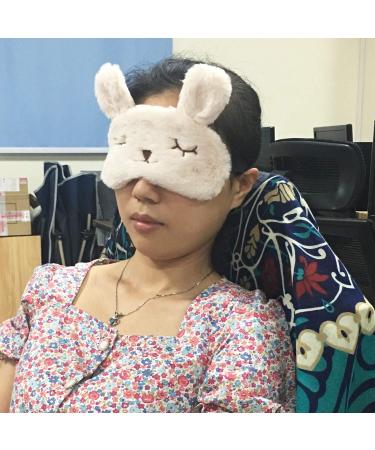 Honbay Plush Rabbit Sleeping Eye Mask for Kids - Cute Cartoon Animal Design (Beige) - Buy Online on GoSupps.com