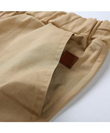 Huangse Men's XX-Large Casual Elastic Waist Cargo Pants in Khaki - Buy Online on GoSupps.com