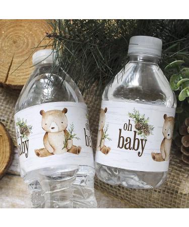 Woodland Bear Baby Shower Water Bottle Labels - 24 Brown Bear Waterproof Stickers - Buy Online on GoSupps.com