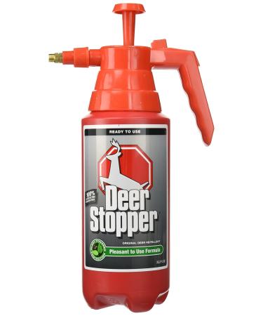 Deer Stopper Liquid Animal Stopper Repellent All Natural Effective All Year Round Safe for People and Pets No Harsh Chemicals Ready to Use Deer & Moose Repellent - 35.2 oz. Pump Bottle