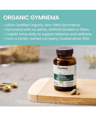 Himalaya Organic Gymnema Sylvestre Herbal Glucose Metabolism Support - USDA Organic Non-GMO Vegan Gluten Free Additive Free 700 mg 60 Caplets 60 Count (Pack of 1) - Buy Online on GoSupps.com