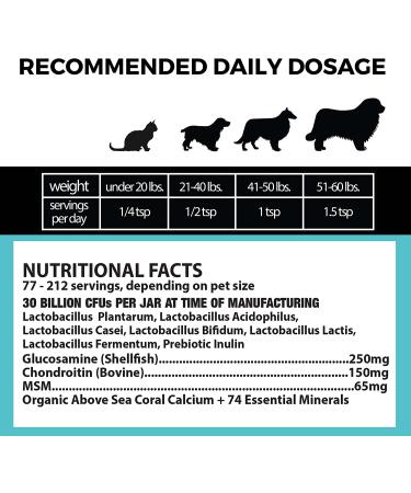 Pet Chef Nutrition Probiotic Powder for Dogs | 30 Billion CFUs, 6 Probiotics, MSM, Chondroitin & Glucosamine | Joint, Gut, Digestive Health - 212 Servings - Buy Online on GoSupps.com