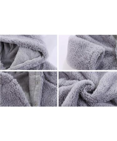 Ceguimos Newborn Baby Hooded Snowsuit Jacket | Warm Fleece Cartoon Bear Romper | Grey 9-12 Months - Buy Online on GoSupps.com